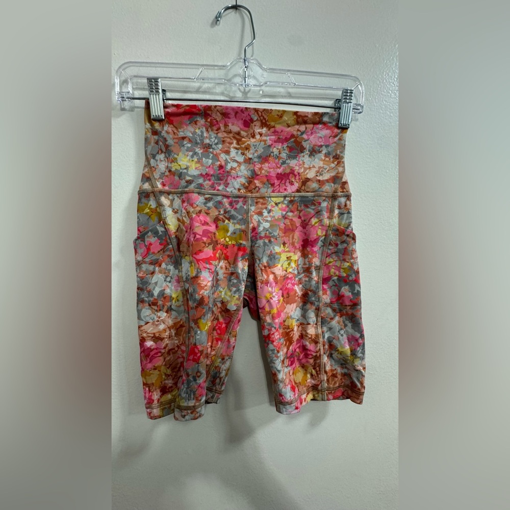 lululemon athletica Floral Multicolor Bike Shorts - Pink, Orange, Green